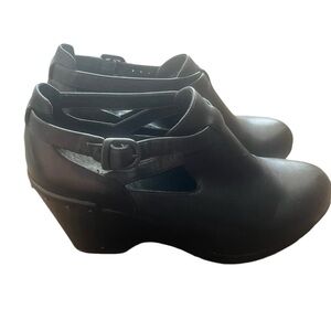 Dansko Franka Black Leather Chunky Platform Ankle Strap Buckle Size 7.5-8 (38)